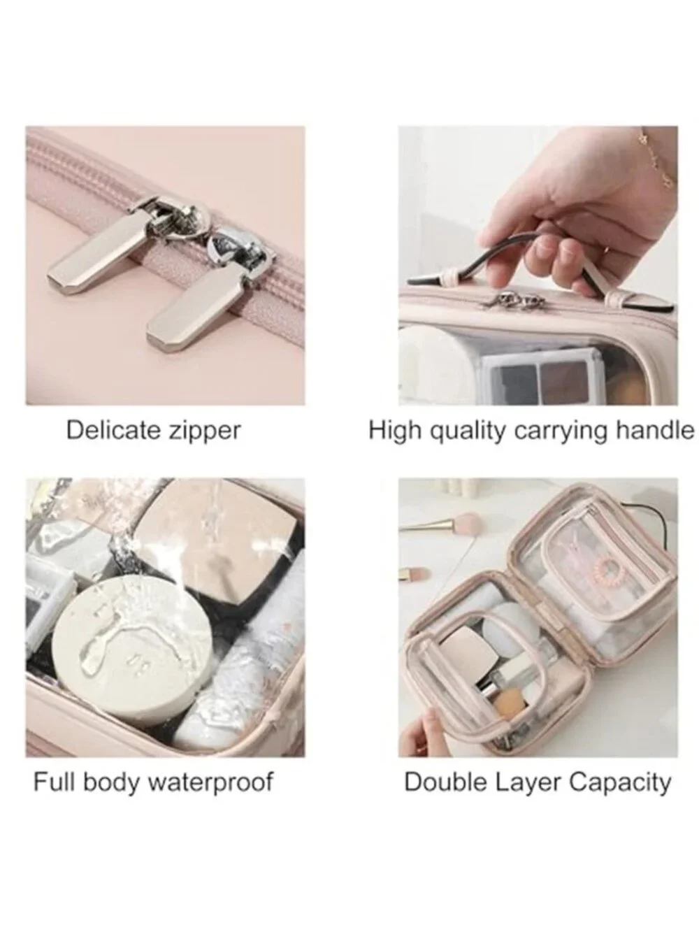 Womens Clear Makeup Bag Travel Cosmetic Organizer Waterproof Toiletry Case Large